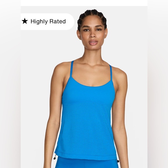 NWT Nike Essential Blue Mesh Layered Tankini Top Small Racerback Women - Picture 3 of 10